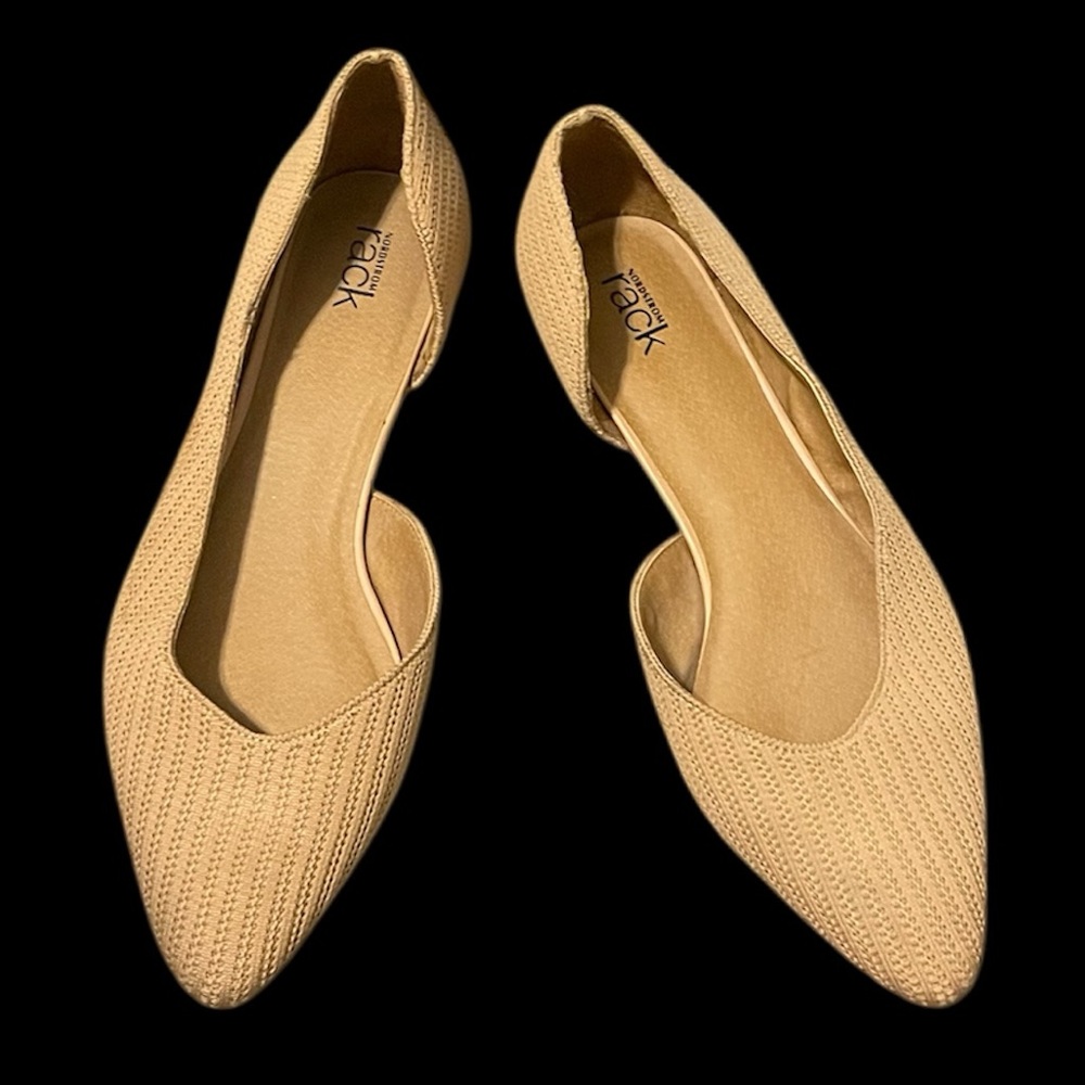 Nordstrom Rack Tan Pointed Toe Ballet Flats Slip On Sz 9 M